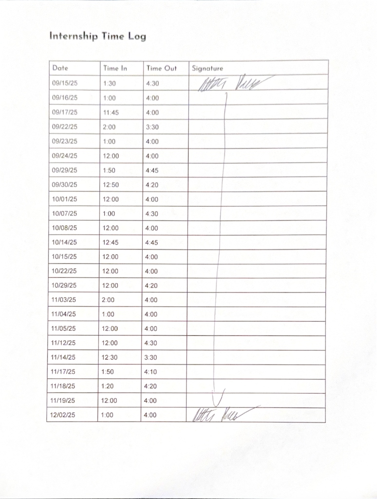 Internship Time Log 1